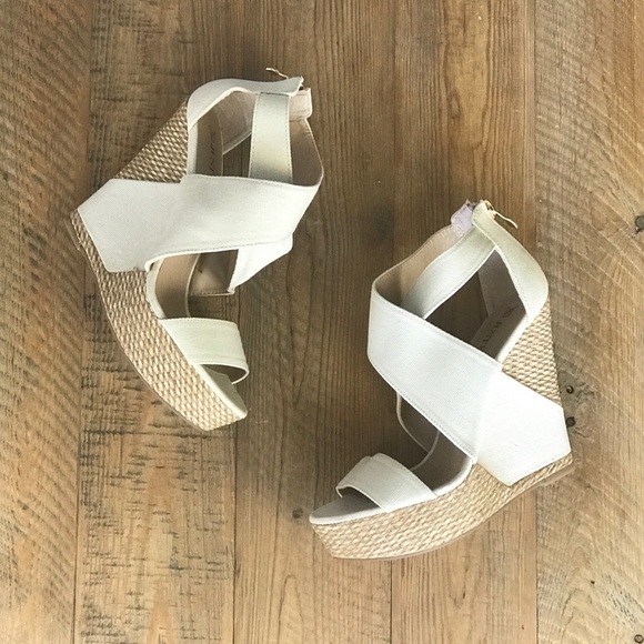 JustFab Shoes - JUSTFAB ‘Belfast’ Platform Wedges in Nude